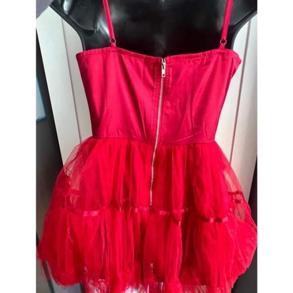 Dolls Kill Cherry Ooh La La Lace Up Mini Dress - Picture 3 of 6